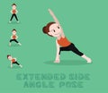 Yoga Tutorial Extended Side Angle Pose Cute Cartoon Vector Illustration