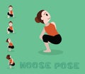 Yoga Tutorial Noose Pose Cartoon Vector Illustration