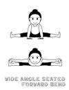 Yoga Wide Angle Seated Forward Bend Cartoon Vector Illustration Monochrome