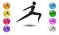 Yoga posture female icon or running woman logo, sprinter silhouette. Vector illustration Royalty Free Stock Photo