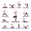 Yoga postures woman exercises set. Royalty Free Stock Photo