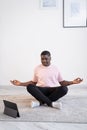 yoga practice curious black man online lesson new