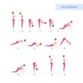 Yoga practice set. Steps to Sun Salutations, or Surya Namaskar. Royalty Free Stock Photo