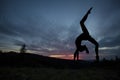 Yoga practicioner during the sunse Royalty Free Stock Photo