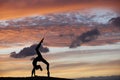 Yoga practicioner during the sunse Royalty Free Stock Photo