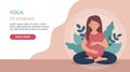 Yoga For Pregnant Concept Composition. Vector Illustration In Flat Cartoon Style. Webpage Layout Art With Text And Red