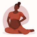 yoga pregnant woman black skin.Waiting a baby.