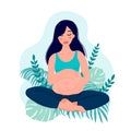 yoga pregnant women concept. Relax, meditation for the expectant mother. vector illustration