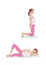 Yoga for pregnant women. Exercises at home. A pregnant woman is training. Isolated on a white background