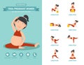 Yoga pregnant women healthcare infographics. illustration.