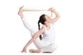 Yoga with props, parivritta kraunchasana pose