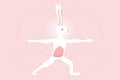 Yoga with Rabbit Virabhadrasana Warrior Pose Royalty Free Stock Photo