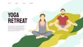 Yoga retreat design template with man and woman