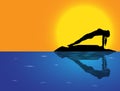 Yoga Reverse Plank Pose Sea Background