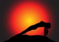 Yoga Reverse Plank Pose Sun Background