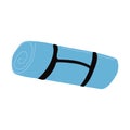 A yoga rolled up blue mat in hand drawn flat style.