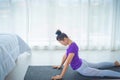 Yoga room in a calm and relaxed