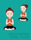 Yoga Salutation Seal Pose Cartoon Vector Illustration