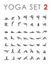 Big yoga poses asanas icons set. Vector illustrations. For logo yoga branding.