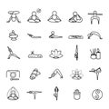 Yoga set line icons on white background Royalty Free Stock Photo