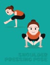 Yoga Shoulder Pressing Pose Cartoon Vector Illustration