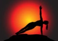 Yoga Side Plank Pose Sun Background