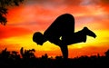 Yoga silhouette bakasana crane pose