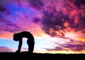 Yoga silhouette camel pose