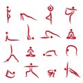 Yoga Silhouettes Asanas pack Vector Royalty Free Stock Photo