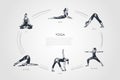 Yoga - sit, bend, arch, his arms, sag, tip over concept set