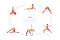 Yoga - sit, bend, arch, his arms, sag, tip over concept set