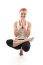 Yoga sitting tree pose fitness trainer teacher Royalty Free Stock Photo
