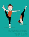 Yoga Standing Split Cartoon Vector Illustration