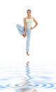 Yoga standing on white sand Royalty Free Stock Photo