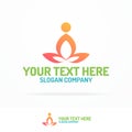 Yoga studio logo set consisting of silhouette training human for