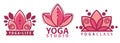 Yoga studio, lotus flower inscription logotype