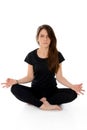 Yoga Sukhasana easy sitting pose. Woman doing mudras Royalty Free Stock Photo