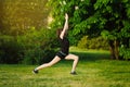 Yoga at sunset in the park.