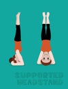 Yoga Supported Headstand Cartoon Vector Illustration Royalty Free Stock Photo