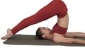 Yoga Supported Shoulderstand Pose - Salamba Sarvangasana on white background. Royalty Free Stock Photo