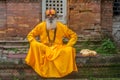 Yoga teacher at the temple in Kathmandu in Nepal