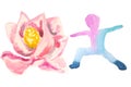 `Yoga` theme, pose and flower lotus