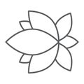 Yoga thin line icon, flower and health, lotus sign, vector graphics, a linear pattern on a white background.