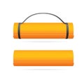 Yoga Time Concept with Realistic 3d Detailed Orange Rolled Exercise Mat Set. Vector