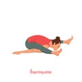 Yoga Tortoise Pose Cartoon Vector Illustration. kurmasana