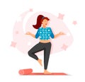 Yoga training flat character concept for web design. Royalty Free Stock Photo