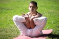 Yoga training in park Royalty Free Stock Photo