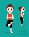 Yoga Tree Pose Cartoon Vector Illustration