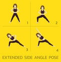 Extended Side Angle Pose Yoga Manga Tutorial How Cartoon Vector Illustration