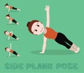 Yoga Tutorial Side Plank Pose Cute Cartoon Vector Illustration